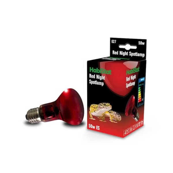 Habistat Red Night Spotlamp for Reptile Vivarium Heating, 50W