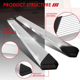 Auto Dynasty Pleated Running Boards Compatible with 2007-2021 Toyota Tundra CrewMax/Extended Crew Cab, Stainless Steel Side Step Nerf Bars, 6 Inches Step Bars, Polished Chrome