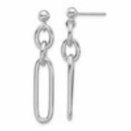Auriga Fine Jewelry Mothers Day Gift Sterling Silver Rhodium Plated Polished Fancy Link Post Dangle Earrings (L-38.7mm, W-7mm)
