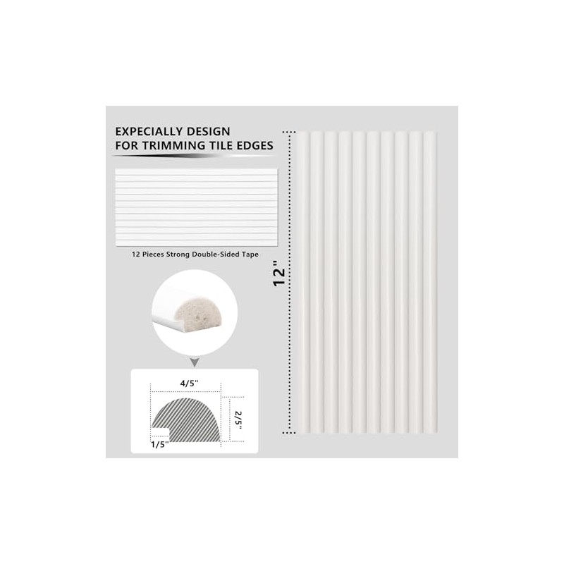 STICKGOO 10-Pack Tile Edge Trim, 12" Wall Molding Trim for
