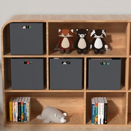 Ysmiltion 13 Inches Plastic Collapsible Storage Cubes, Foldable Storage Cube Bin, Gray, 4 Packs