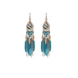 fdsmall Earrings Faux Feather Earrings Bohemian Fringe Tassel Long Drop Dangle Earrings Jewellery Long Vintage Dangle Earrings for Women, Alloy Steel, No Gemstone