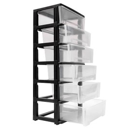 6 Clear Drawer Storage Organizer Rolling Cart,Movable Storage Tower for Closet with Wheels,Plastic Cart Organizer for Home Office Classroom