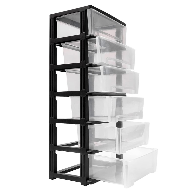 6 Clear Drawer Storage Organizer Rolling Cart,Movable Storage Tower for