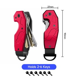 Zeeker Minimalist Key Organizer with Built-in Tools – Holds 1-6 Keys, Compact Key Holder Keychain with Bottle Opener, Hex Wrench, and Serrated Cutter-red, Black, black