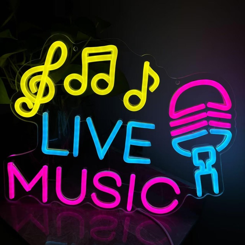 Live Music Neon Sign, Studio Lights, DJ Sign, LED Fall