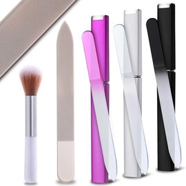 Glass Nail Files for Natural Nails, 3 Pack Fingernail File with Case, 1 Pack Nano Glass Nail Shiner Polishers Professional Manicure Tools for Home Tra