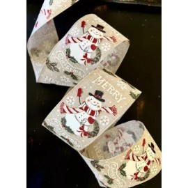 Unbranded 5 yds, of 2.5 " CHRISTMAS SNOWMAN RIBBON for DOOR WREATH LANTERN #  rb