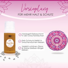 MJ Company Diamond Painting Coaster with Sealer, 8 Pieces, Diamond Painting Adults, DIY Set Adults, Diamond Painting Mandala Craft Set