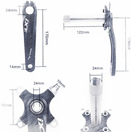 MUXSAM Bicycle Crank Arm Set Road Mountain Bike Crankset With Botton Bracket Bolts 170mm Crank Arm Black (Yellow)