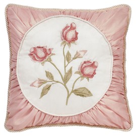 Touch of Class Blush Rose Embroidered 18" Square Pillow