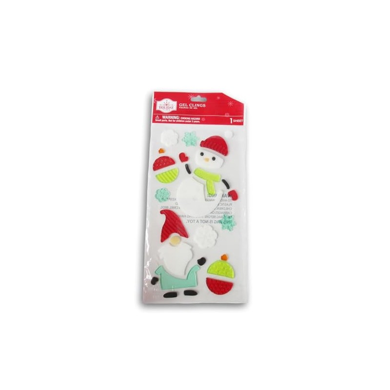 Snowman Gel Window Clings with Gnome Friend - 28 Piece