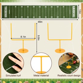 Yungyan 3 Pcs Football Party Table Decor Include 2 Metal Football Goal Post 1 Artificial Grass Table Runner Touch Down Sport Themed Centerpieces Decoration for Rugby Fans Birthday Party Favor Supplies