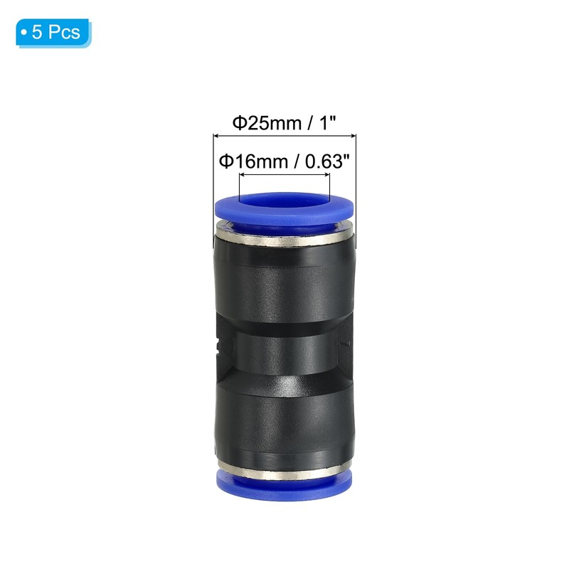 PATIKIL 5/8 Inches Push to Connect Fittings, 5Pcs Plastic Air