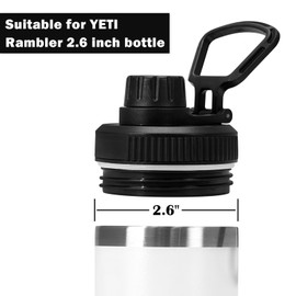 XccMe Spout Lid for Yeti Rambler 12/18/26/36/46/64 Oz,Replacement Chug Cap for YETI Bottle with Wide Handle, Leakproof, BPA Free and Dishwasher Safe (Black 2)