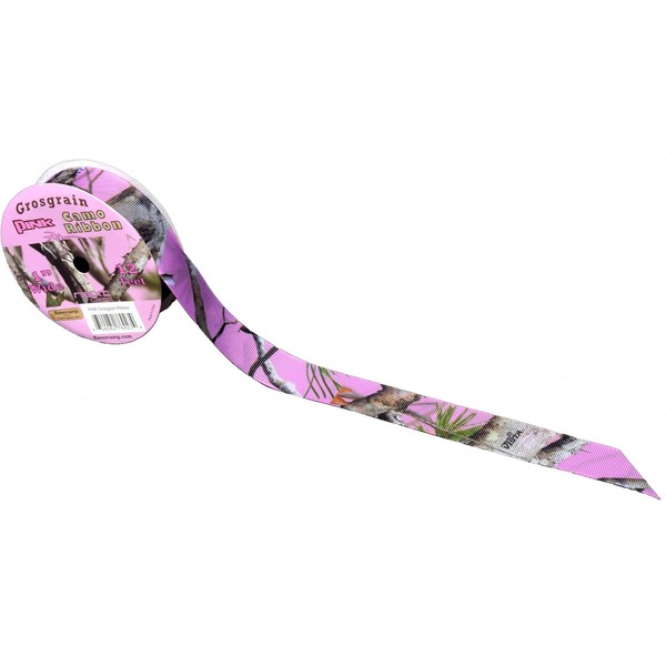 Pink Camo Grosgrain Ribbon (1" x 12 ft., fabric ribbon) Pink Camo by Havercamp