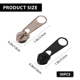 AYNKH 10 Removable Zipper Pulls, 20 Non-Removable Zipper Sliders, Replacement Zipper Pulls, Universal Zippers, Zipper Repairs for Jackets, Backpacks (C)