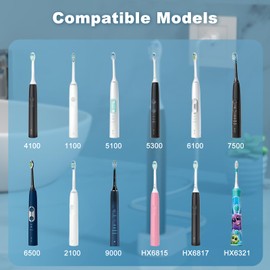 Charger Base Compatible with Philips Sonicare Electric Toothbrush 1100 7500 5100 5300 6100 4100 6500, Replacement Charger for HX6100 3000 6000 8000 9000 Series, Waterproof Travel Friendly Power Cord