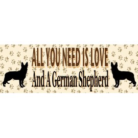 German Shepherd Water Bottle - All You Need Is Love - Silver Aluminium - Two Lids - Unisex Gift
