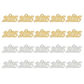 PATIKIL 2025 Graduation Tassel Charm, 20 Pcs Alloy 2025 Year Medium Letter Charm for Graduation Tassel Graduation Cap Necklace Pendant DIY Key Making, Gold, Silver