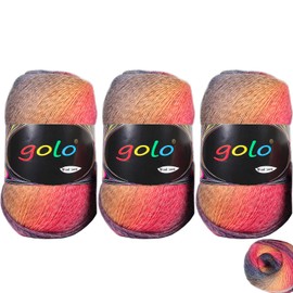 golo Wool Yarn for Hand Knitting 100g X 3 Cachemire Multicolor Rainbow Yarn