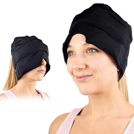Cooling gel fomentation cap multi-functional ice cap gel head cover cold and hot pack for head and face black