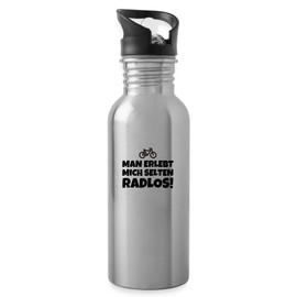 Spreadshirt Man Erlebt Mich Selten Radlos Spruch Fahrrad Wasserflasche mit Strohhalm, 600 ml, Lightsilver