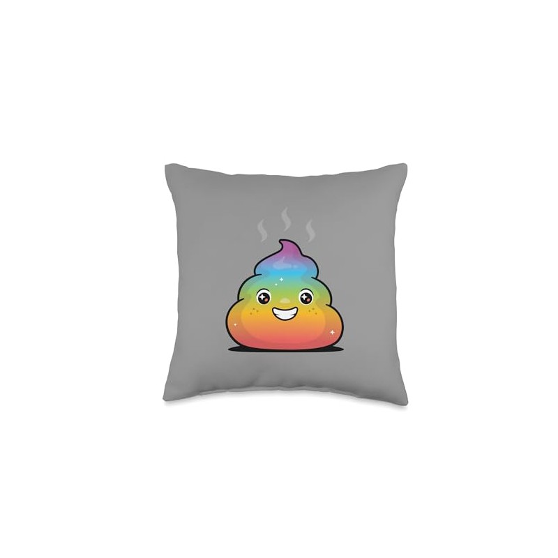 Rainbow Poop Throw Pillow