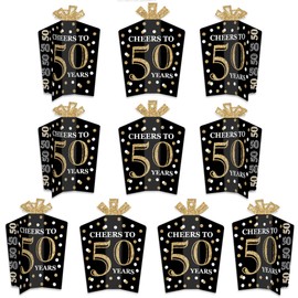 Big Dot of Happiness Adult 50th Birthday - Gold - Table Decorations - Birthday Party Fold and Flare Centerpieces - 10 Count