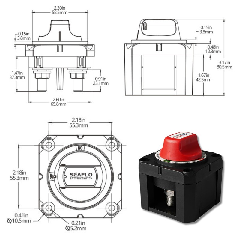 SEAFLO 12V/24V/48V Battery Disconnect Switch Isolator Switch for Marine, Boat,