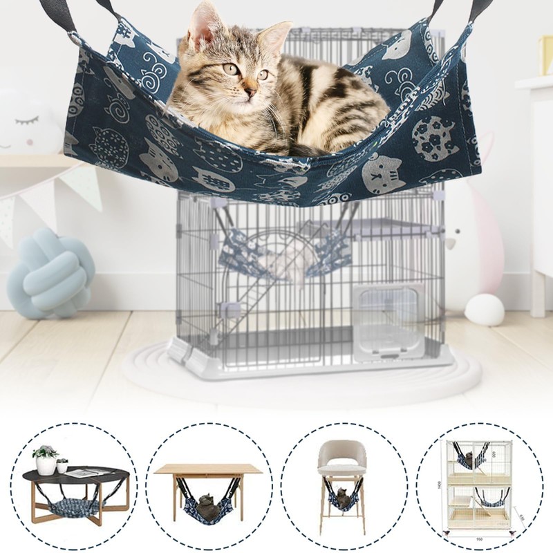 DELUXEFOX Cat Hammock, Hanging Bed, Cage, Adjustable Straps, Load Capacity
