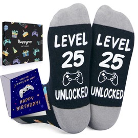 HAPPYPOP 25th Birthday Gifts - Socks for 25 Year Olds Women & Men