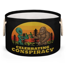 LLCXCSI Sasquatch Storage Baskets Bigfoot Celebration Conspiracy Foldable Round Organizer Bins with Dual Handles Nursery Closet Shelf Storage Cube Box for Clothing, Books, Cosmetic, Toys, 19.4"x13.3"