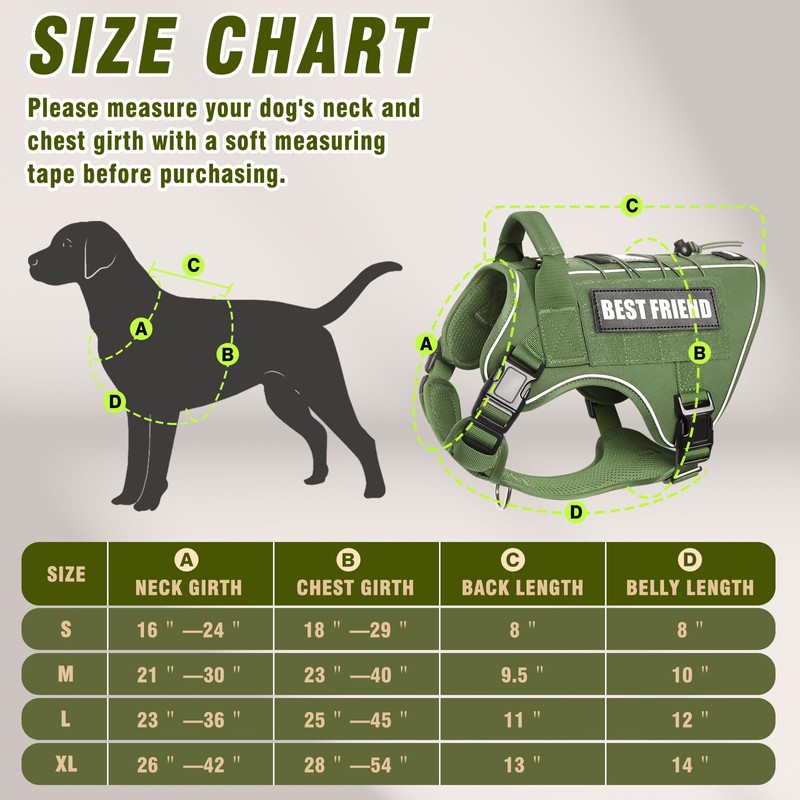 MOOGROU Tactical Dog Harness for Large Dogs,No Pull Military Dog
