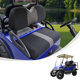 SAMXOMAP 2PCS Golf Cart Seat Covers Washable Breathable Air Mesh Cloth Adjustable Front Seat Cover Fit Like Gloves for Club Car Precedent, Black and Gray