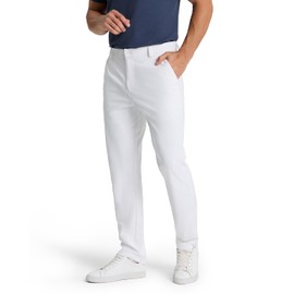 SNOWTEN Mens Golf Pants Classic Fit Stretch Work Dress Pants 30" Quick Dry Lightweight Casual Comfy Pants with Pockets(Available in Big & Tall) White 33w × 30L