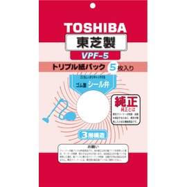 Toshiba VPF-5 Triple Paper Bags with Sealing Valve, Genuine Vacuum Cleaner Bags