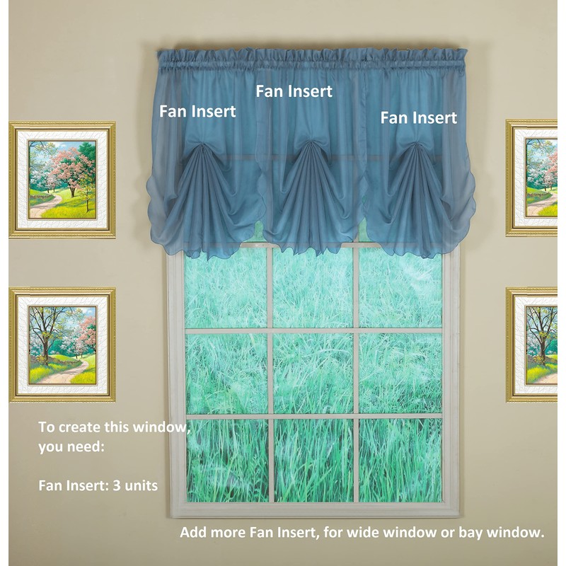 Today's Curtain Emelia Original Voile Fan Insert, Wedge Blue, 30"