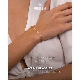 Purelei® Waina Bracelet (Gold, Silver, Rose Gold), Waterproof Women's Bracelet, Elegant and Simple Stainless Steel Bracelet, Gift for Women, 16-19 cm, Adjustable Length, Stainless Steel
