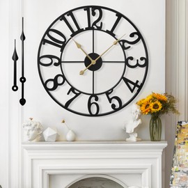 Mee 2ou Large Wall Clock for Living Room Decor - 40cm/ 16 Inches Silent Non-Ticking Metal Wall Clocks Battery Operated, Vintage Decorative Modern Wall Clock for Bedroom, Office, Farmhouse Decor