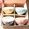 Ceramic Rice Bowl with Chopsticks Set of 4, 4.5'' Cereal