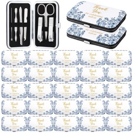 25 Pack Wedding Favors for Guest Wedding Scripture Manicure Sets Blue Flowers Stainless Steel Nail Clipper Set Thank You for Celebrating with Us for Ceremony Bridal Shower Party Gifts Favors