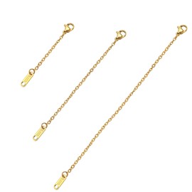 TOAOB 3pcs Necklace Extender 18K Gold Plated Safety Chain Extenders Jewelry Extenders with Lobster Claw Clasp for Jewellery Making Chokers Braclets