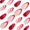 KTAABTR Red French Tip Press on Nails Medium Almond Shaped