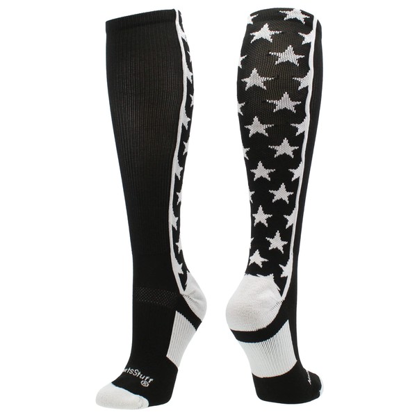 MadSportsStuff All Stars Over the Calf Socks (Black/White, Medium) -