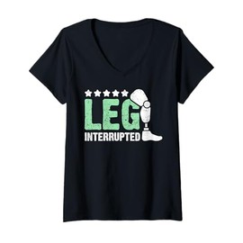 Womens Leg Interrupted Amputee V-Neck T-Shirt