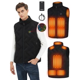 Ririgans Heated Vest For Men, Retractable Heating Hood with 7.4V 16000mAh Battery Pack, 10 Heating Zones 4 Heating Levels