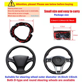 KHGUZ Bling Car Steering Wheel Cover, Non-Slip Elastic Stretch Leather Auto Steering Wheel Protector, Sparkling Diamond Vehicle Decor Accessories for Women Girls, Universal for Vehicles (Red)