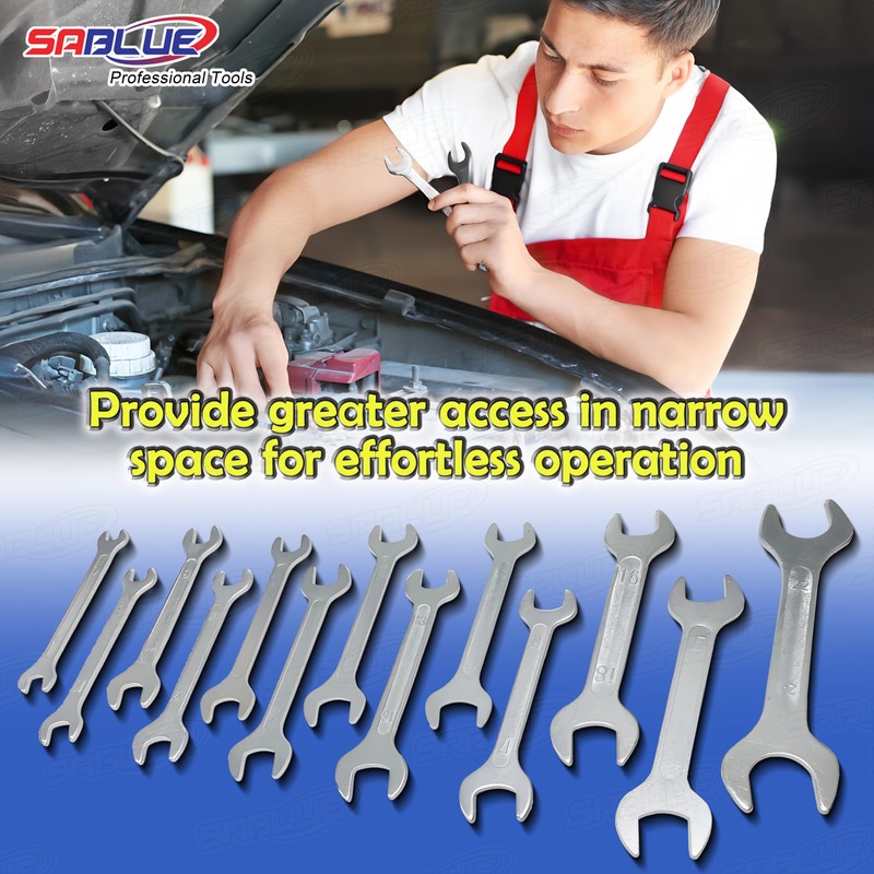 SABLUE 8mm Thru 24mm Double Ended Cone Wrench Spanner Tool