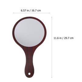 balacoo Wooden Handle Makeup Mirror Handheld Cosmetic Vanity Mirror Lightweight Clear Reflection Round for Travel and Home Use